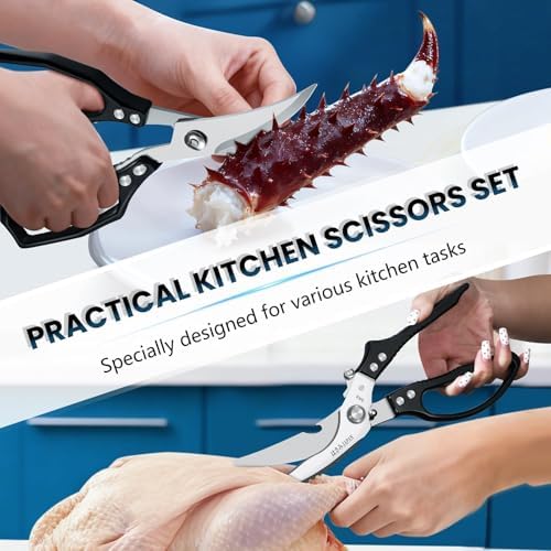 HUUSK Black Kitchen Scissors Set -Heavy Duty Kitchen Shears