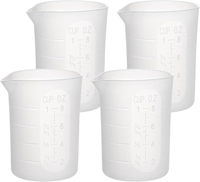 Gartful 250ml Silicone Measuring Cups, 4 PCS Large Nonstick Reusable Silicone Mixing Cups Durable Easy Clean for Epoxy Resin, Casting Molds, Stain Jewelry Making, Waxing, DIY, Art, Craft