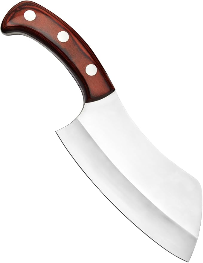 TONIFE Meat Cleaver Butcher Knife with Pakkawood Handle, 6.3 Inch Professional Butcher Chopper for Kitchen and Restaurant