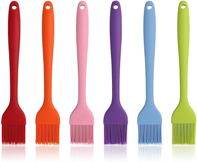 Ulalaza 6Pcs Silicone Basting Brushes Heat Resistant BPA Free Pastry Grill Barbecue Brush Set Kitchen Cooking Tools Dishwasher Safe