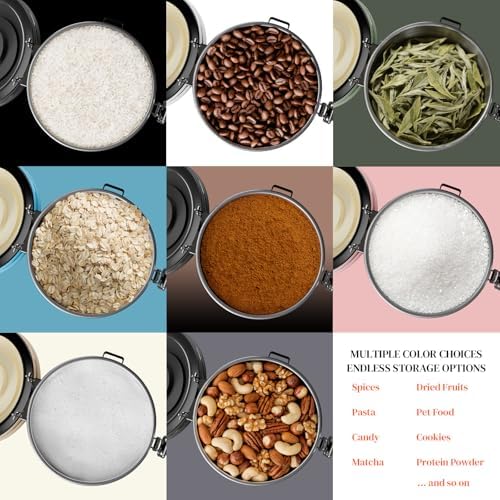 Veken Coffee Canister with Window,Airtight Stainless Steel Kitchen Food Storage Container, Date Tracker & Scoop for Grounds Coffee, Beans, Tea, Flour, Cereal,Sugar,22OZ,Grey (Pack of 2)