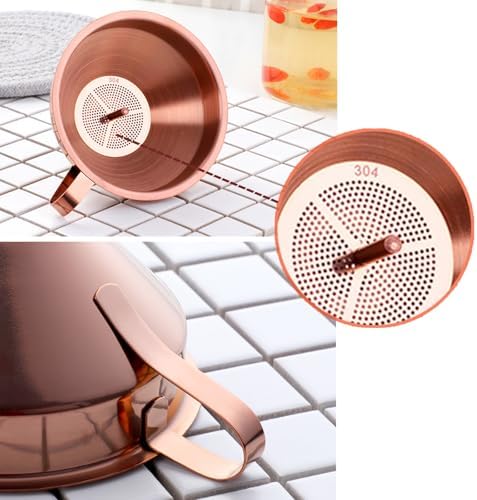 DOCBLACK Stainless Steel Funnel Set of 2, Stainless Steel Funnel with Removable Strainer and Handle, Food Grade Metal Kitchen Funnel for Fluid, Liquid, Oil, Powder Filling Bottles (Silver & Rosegold)