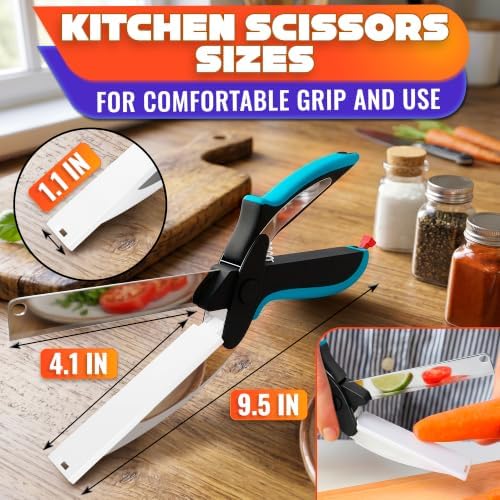 2 in 1 Kitchen Scissors for Food with Cutting Board, Safety Lock