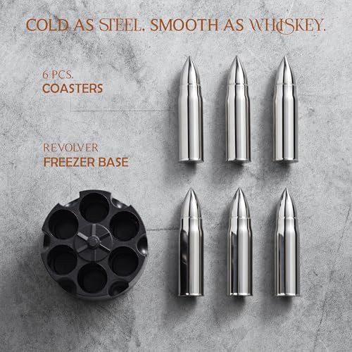 Mixology & Craft Premium Metal Ice Cubes | Stainless Steel Reusable Chilling Stones | Non-Melting Alternative for Whiskey, Scotch & Fine Spirits | Ideal Whiskey Stones Gift Set