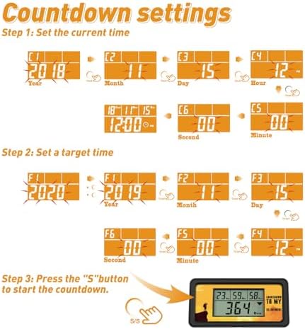 YOOREAL 9999 Days Digital Countdown Days Timer Count Down Days Timer with 5