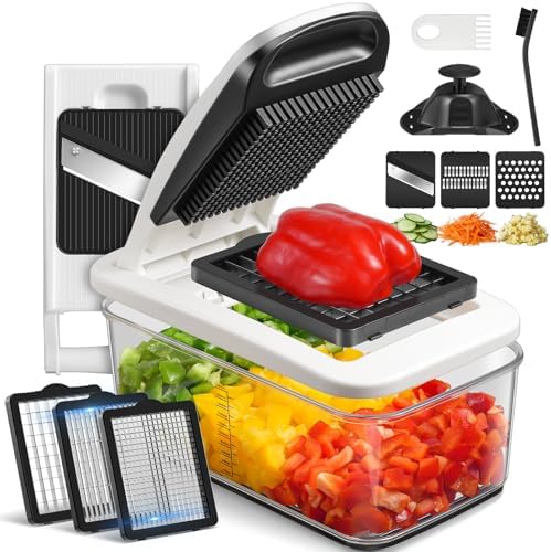 Sopito Vegetable Chopper Mandoline Slicer - Multifunctional Veggie Food Chopper With 6 Blades & Container, Heavy-Duty Vegetable Slicer and Cutter for Onion, Salad, and Food Preparation