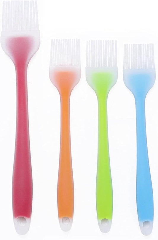 4 Piece Set Silicone Applicator Brush Grill Brush Heat Resistant Oil Seasoning Brush Cooking Silicone Non-stick Cake Bread Cream Applicator Pastry Brush Suitable for Kitchen Tableware