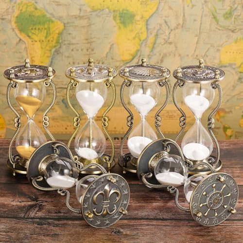 CNCJ Metal Hourglass Timer 30 Minute:Vintage Brass Black Sand Clock,Large Sand Watch 30 Min,Antique Rotating Reloj De Arena,Unity Hourglass Sandglass for Gifts,Home,Desk,Office Decor
