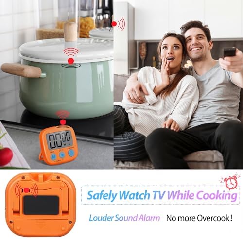 Weewooday 24 Pcs Digital Kitchen Timer Magnetic LCD Alarm, Pink, Orange