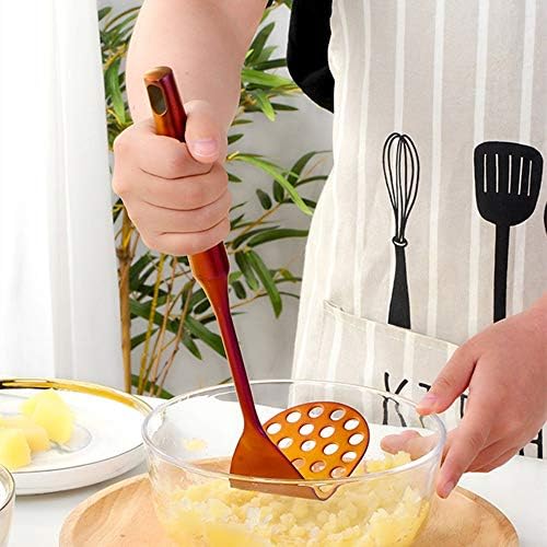 Potato Masher ，Stainless Steel Potato Ricer Press，Ergonomic Horizontal Handle &Multi-Function for Smooth Creamy Mashed Potato,Fruits,Vegetables Baby Food (large, rose gold)