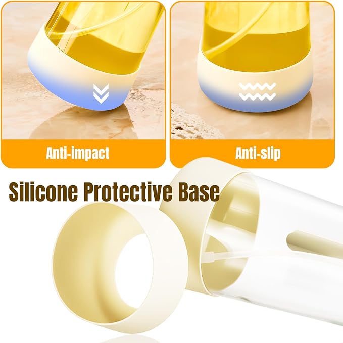 PARACITY Oil Dispenser Bottle and Glass Olive Oil Sprayer, 2-in-1 White | Silicone bottom improves grip; wide mouth eases refills, with spray and pour modes for BBQ, air fryer, salad, and baking.