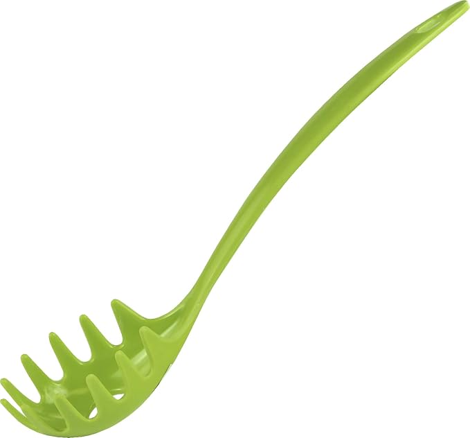 Spaghetti Spoon, Pasta Server, Fork with Ergonomic Handle, Heat Resistant, BPA Free11.5 inch Melamine Utensil by Reston Lloyd, 6 piece set, Lime