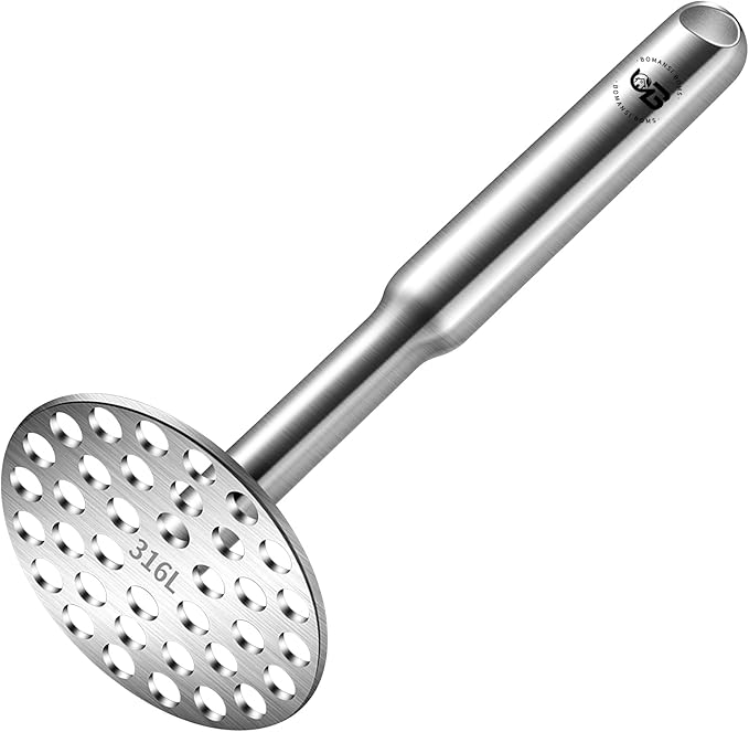 316L Potato Masher Stainless Steel, BOMANSI BOMS Sturdy Mashed Potato Masher Kitchen Tool, Solid Integrated Potatoes Smasher for Beans, Avocados, Squash, Dishwasher Safe