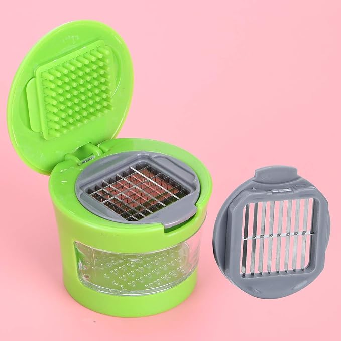 Garlic Chopper Roller, Garlic Press and Peeler Ginger Cutter Mincer with Stainless Steel Blades Kitchen Gadget Tool Set Green