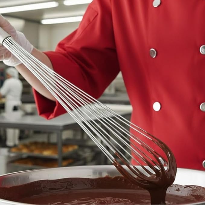 Soro Essentials- 24" Stainless Steel French Whip Whisk with Thick Rigid Wire- Wire Whisk Kitchen Whisk Balloon for Whisking Cooking Beating Blending Stirring Ingredients Mixing Sauces Baking Tools