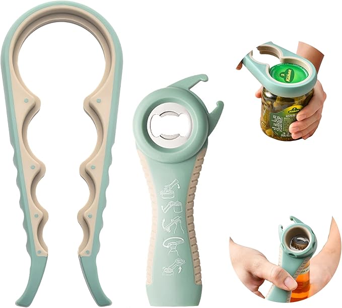 Bottle Opener for Arthritic Hand,Jar Opener for Old People, Children, Women, Those with Weak Hands,Multifunctional Kitchen Gadgets (A-Green)