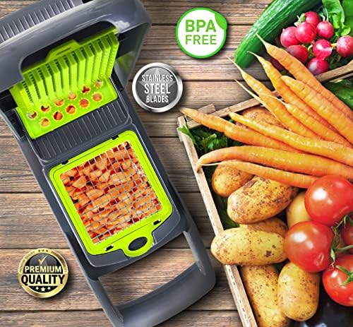 Professional Multi-Purpose Vegetable Chopper | Multifunctional 12 in 1 Chopper, Fruit and food Slicer, Dicer, Cutter Clear Green