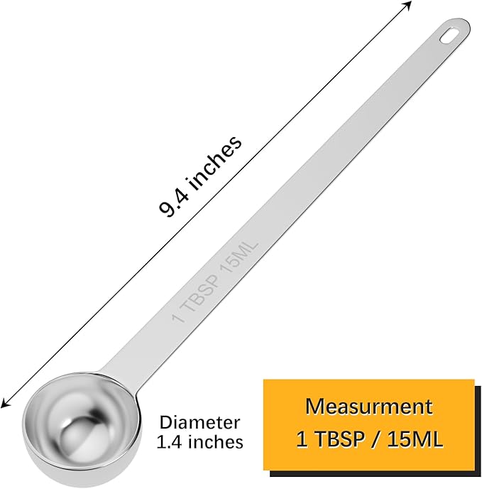 LEIFENY 2PCS 1Tbsp(3tsp, 15ml) Extra Long Handle Measuring Spoon, Single Stainless Steel Individual Measure Scoop Only