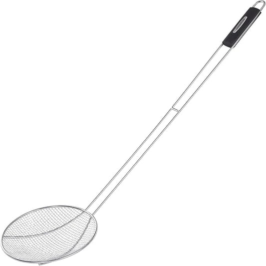 Creole Feast SKM3602 36-Inch Stainless Steel Skimmer with 8" Bowl, Wire Strainer and Mesh Scoop, Crawfish Long Ladle Accessories for Large Batch Outdoor Cooking