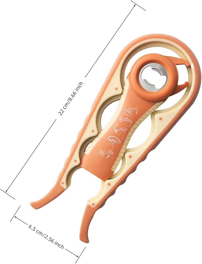 Bottle Opener for Arthritic Hand,Jar Opener for Old People, Children, Women, Those with Weak Hands,Multifunctional Kitchen Gadgets (A-Orange)