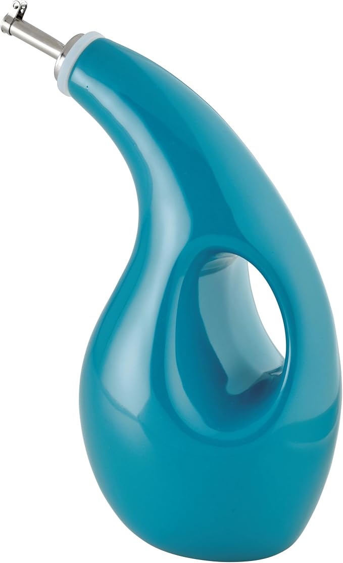 Rachael Ray Ceramics EVOO Oil and Vinegar Dispensing Bottle, 24 Ounce, Turquoise, (Pack of 4)
