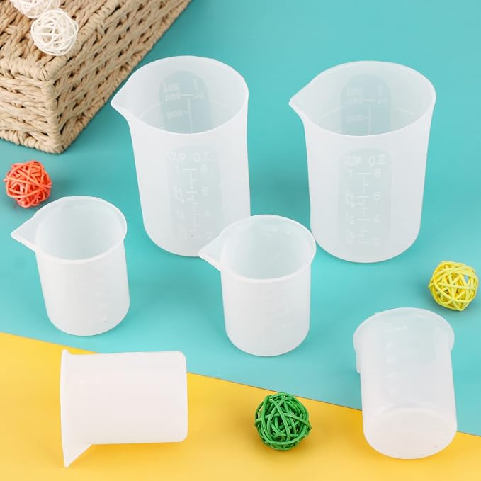 Gartful 250ml & 100ml Silicone Measuring Cups, Silicone Mixing Cups for Epoxy, Resin Arts, Glue, Jewelry Casting Molds, Acrylic Paint Pouring, Cup Making, Waxing, Crafts, Nonstick Reusable, Set of 6