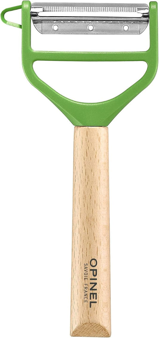 Opinel T-Duo Wood Handle, Y-Shaped Vegetable Peeler (Green)