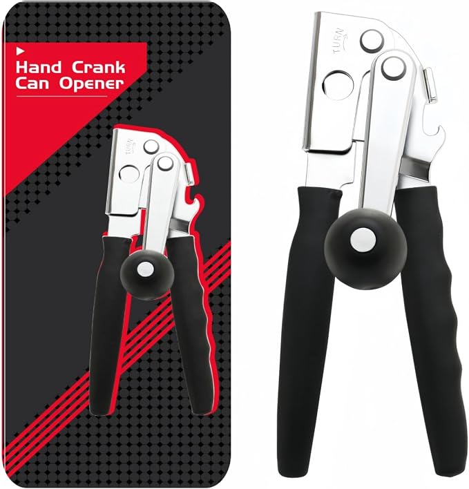 Effortless Manual Can Opener for Seniors, Arthritis & Weak Hands, Magnetic Lid Lifter, Smooth Safe Edges, Extra Long Non-Slip Stainless Steel Handle for Kitchen & Camping