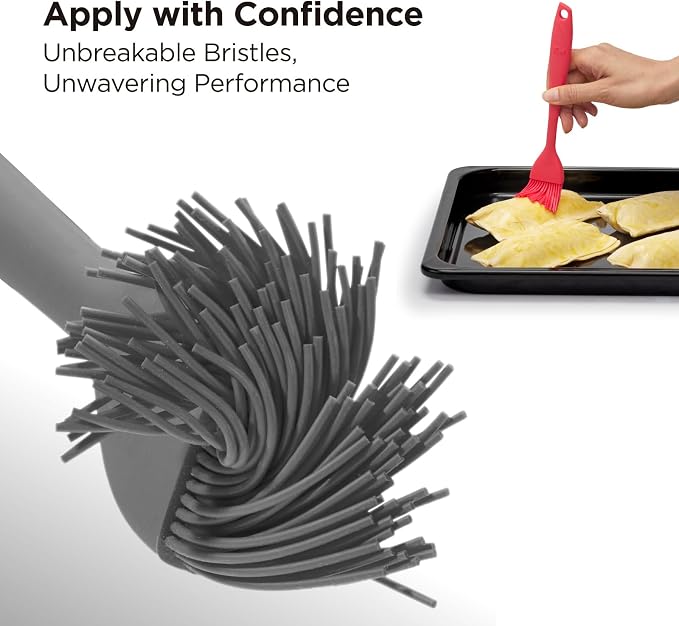 Kitchen Mama WaltzGrip Platinum Silicone Basting Pastry Brush, Metal Gray | Heat-Resistant, For Cooking, Baking, Grilling, Spreading Oil or Butter, Dishwasher-Safe
