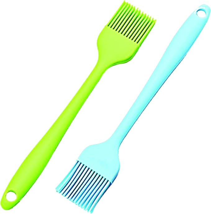 PARENCE.- Set of 2 Silicone Kitchen Brushes/Set of 2 Basting Brushes - Pastry, Barbecue, Daily Cooking - Heat Resistant (mix of colors)