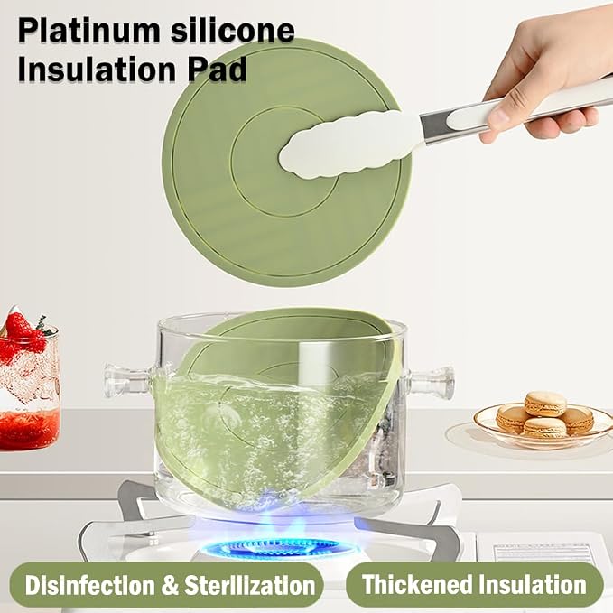 H&W 6Pcs Thickened Pot Holders, Silicone Trivets, with 1 Triangle Holder | Non-Slip Heat Resistant Pads, for Kitchen Hot Pots and Pans(6 Colors)