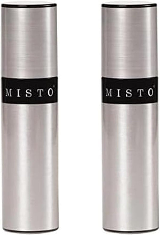 Misto Gourmet Olive Oil Sprayer Set of 2 Aluminum Bottles - Refillable Pump Mister for Cooking, Salads, Grilling - 3.2 oz Each, No Propellants