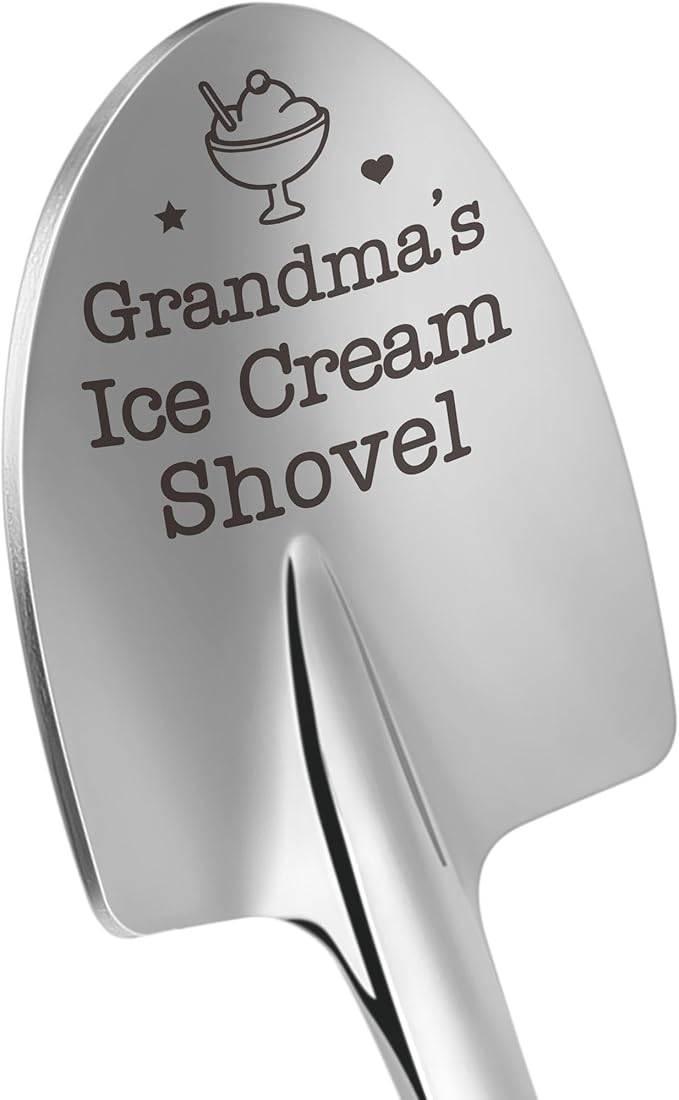 Funny Grandmas Ice Cream Shovel Spoon Gifts for Grandma Birthday, from Granddaughter Grandkids, Grandmother Christmas White Elephant Gifts for Nana Gigi Grandparents Day Valentines Stocking Stuffers