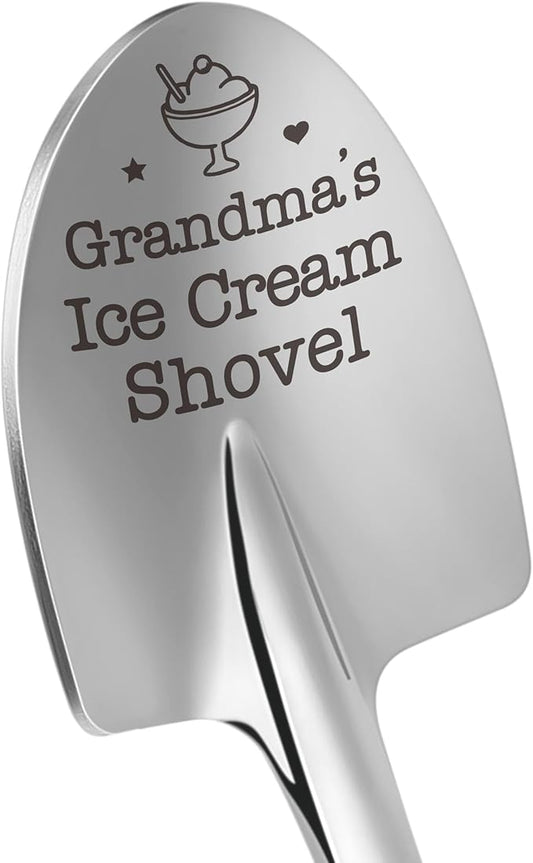 Funny Grandmas Ice Cream Shovel Spoon Gifts for Grandma Birthday, from Granddaughter Grandkids, Grandmother Christmas White Elephant Gifts for Nana Gigi Grandparents Day Valentines Stocking Stuffers