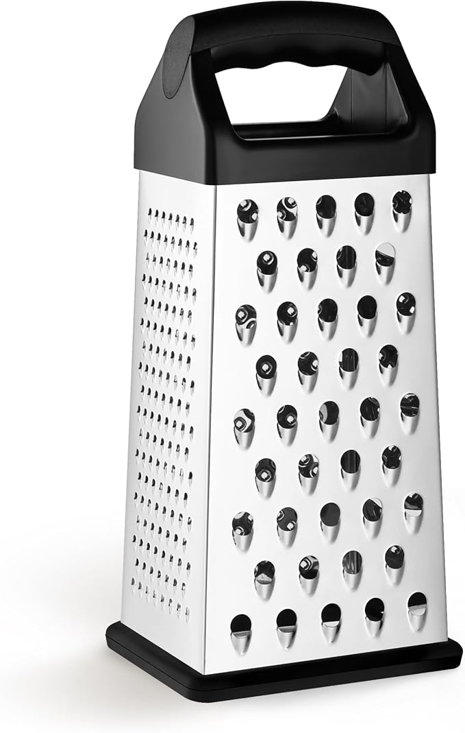 Kaishun 9IN Cheese Grater, 4-Sided Box Grater for Cheese, Vegetable & Fruit