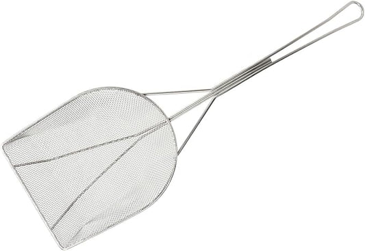 Strainer Skimmer, Stainless Steel Fryer Skimmer Ladle with Long Handle Fine Mesh Strainer Skimmer for Kitchen Deep Fryer, Skimming Grease and Foam(5.9x18.3in)