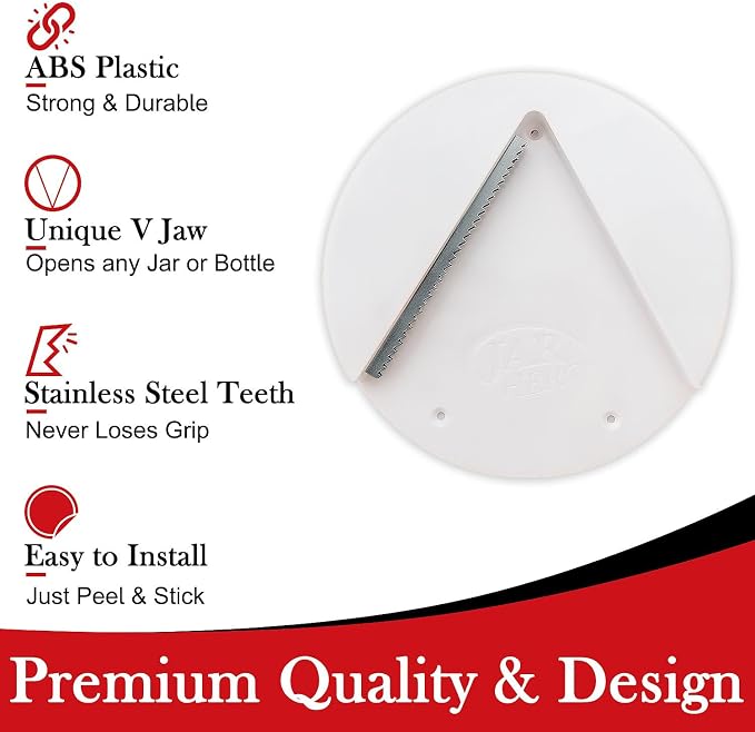 Under Cabinet Jar Lid & Bottle Opener - Opens Any Size Jar - Effortless Jar Opener For Weak Hands & Seniors with Arthritis