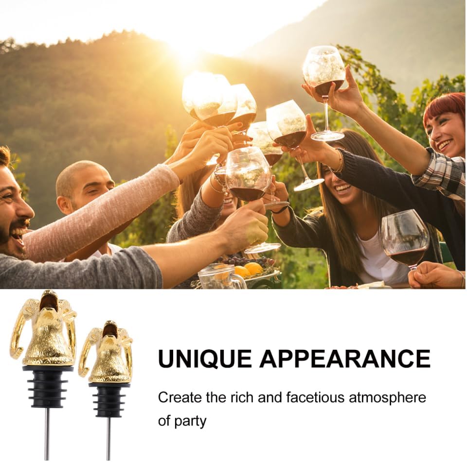 PRETYZOOM Wine Pourer Spout, Golden Antelope Head Bottle Stopper - Zinc Alloy
