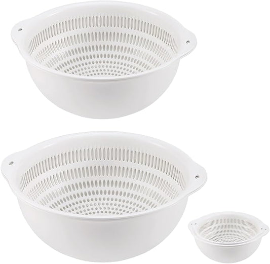 Colander Bowl Set of 2, Nesting Large Capacity Plastic Food Strainer for Pasta, Vegetables and Fruits Washing Draining Basket, Space Saving, BPA Free