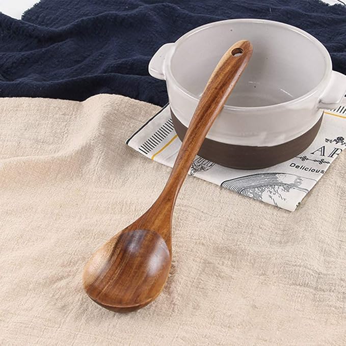 5 Pcs Best Wooden Spoons for Cooking Kitchen Utensils Set Acacia Wood Cooking Spatula Turner Non Toxic Utensil Slotted Serving Spoon Flat Spatulas Set Wooden Utensis Mixing Cooking Spoon