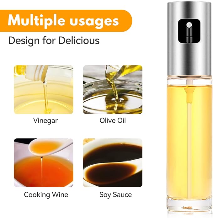 ZENG Glass Oil Sprayer for Cooking, 1.0 ml, Portable, Reusable, Round, Hand Wash Only, Olive Oil Spray for Salad, BBQ, Kitchen Baking