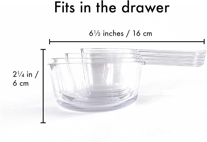 Visual Measuring Cups – Easy-Read, Fraction Shaped Measuring Cups – Clear, Shatterproof and Dishwasher Safe, Made in USA