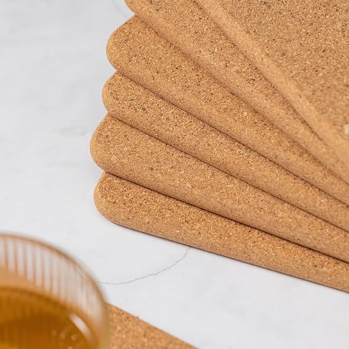 Rectangle Cork Trivets Set - 8 Pack, 12" x 7" x 0.4" Thick, Heat-Resistant Cork Hot Pads for Countertop, Table, and Kitchen, Perfect for Hot Pots and Pans