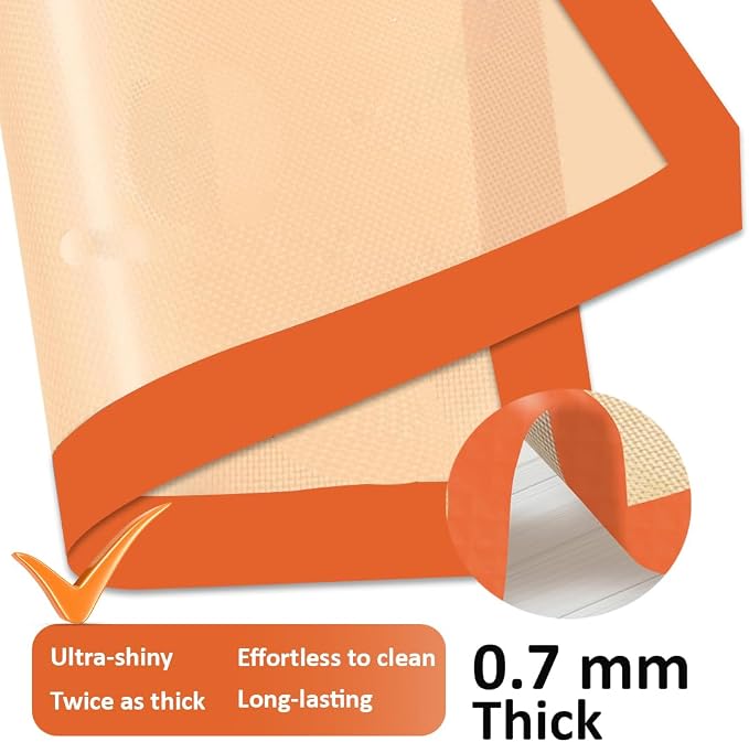 Non-Stick Silicone Baking Mats (Orange, 3-Pack)