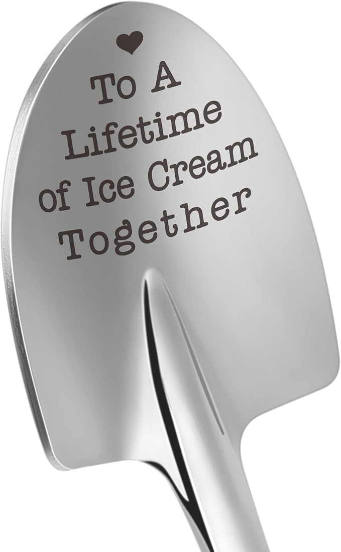LEJIAJINW Engagement Gifts for Couples, Mr Mrs Wedding Engaged Gift for Newlywed Couple, His and Hers Ice Cream Shovel Spoon, Fiance Gifts for Him, Her, To A Lifetime of Ice Cream Together