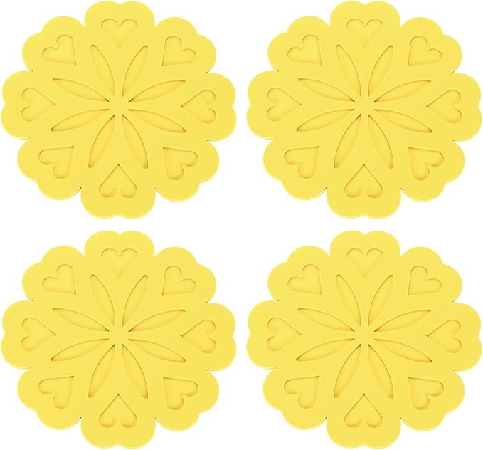 uxcell 2Pcs Silicone Trivet Mats, Flower Pattern Silicone Pad Hot Pad Pan Protectors Table Protector Heat Resistant Mat for Countertop, Hot Dishes, Hot Pots and Pans, Wine Red