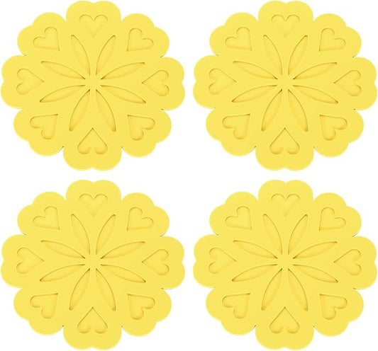 uxcell 2Pcs Silicone Trivet Mats, Flower Pattern Silicone Pad Hot Pad Pan Protectors Table Protector Heat Resistant Mat for Countertop, Hot Dishes, Hot Pots and Pans, Wine Red