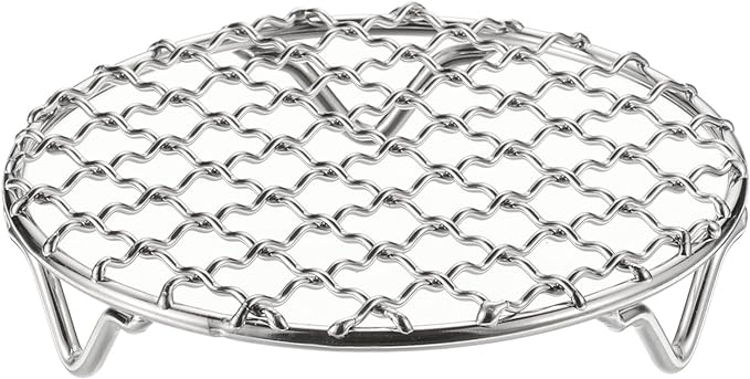 HARFINGTON Round Cooking Rack 4.7-inch 201 Stainless Steel Cross Wire Barbecue Grill Net with 20mm Legs for Cooking Baking Steaming BBQ