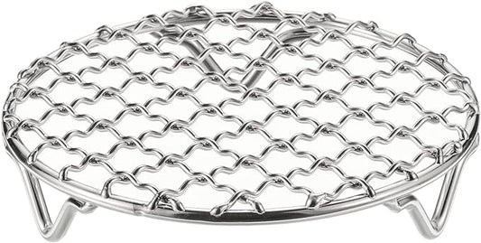 HARFINGTON Round Cooking Rack 4.7-inch 201 Stainless Steel Cross Wire Barbecue Grill Net with 20mm Legs for Cooking Baking Steaming BBQ