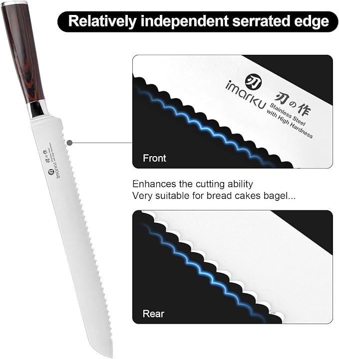 imarku Bread Knife, German High Carbon Stainless Steel Professional Grade Bread Slicing Knife, 10-Inch Serrated Edge Cake Knife, Bread Cutter for Homemade Crusty Bread, Birthday Gift